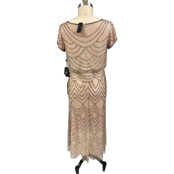 Adrianna Papell Blush Pink Blouson Steel Beaded Gown Dress Women Sz 14P NWT - Picture 5 of 7